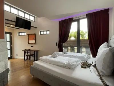 Ein Bett oder Betten in einem Zimmer der Unterkunft Residenz im Alten Wasserturm