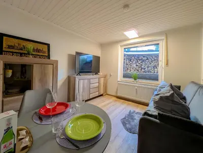 Ein Sitzbereich in der Unterkunft H-Lodges - TOP City-Appartments in Essen