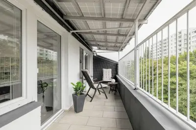 Ein Balkon oder eine Terrasse in der Unterkunft Top Equipped Netflix WLAN Landschaftspark