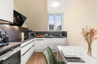 Küche/Küchenzeile in der Unterkunft Maracoon - Suite Studios Krefeld Uerdingen I 20 Min zur Messe