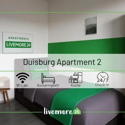 Livemore24 - Apartment 2 in Duisburg WLAN - Smart-TV - 24-7 Check-in und Küche
