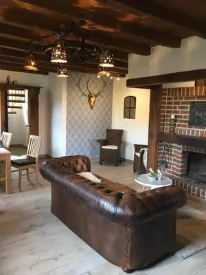Ein Sitzbereich in der Unterkunft Ferienhaus Schulze Beikel mit Garten & Terrasse - Borken-Marbeck