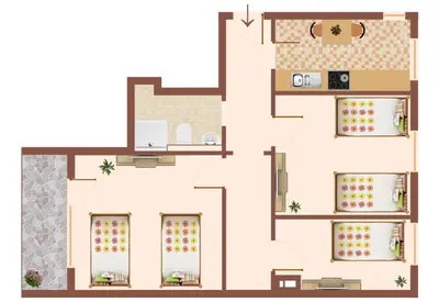 Grundriss der Unterkunft VAZ Apartments Vogelheim Monteur-Base 3 Zim Apartments mit Highspeed-WLAN