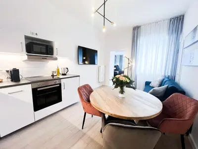 Küche/Küchenzeile in der Unterkunft Apartment Düsseldorf City