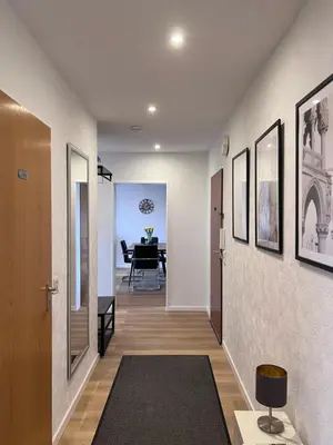 Ein Sitzbereich in der Unterkunft Stilvolles Apartment mit ländlichem Ausblick