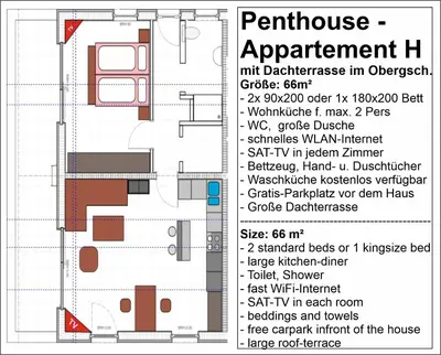Grundriss der Unterkunft Penthouse-Apartment AM KORNFELD