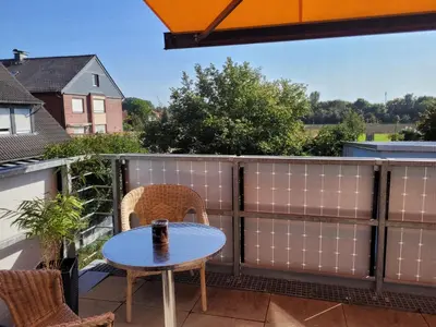 Ein Balkon oder eine Terrasse in der Unterkunft Penthouse-Apartment AM KORNFELD