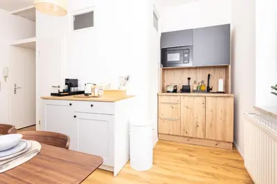 Küche/Küchenzeile in der Unterkunft Design-Apartment Duisburg - Küche, Nespresso, Parken - by Lott Living