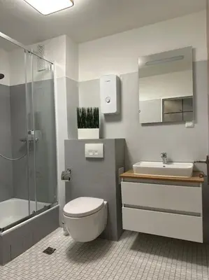 Ein Badezimmer in der Unterkunft Zentrales Apartment am Theater in Marl