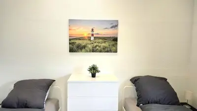 Ein Sitzbereich in der Unterkunft Modern 1-Room Apartment with Free Parking & Free Wi-Fi in Altena - ALT03