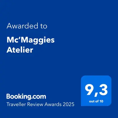 Ein Zertifikat, Auszeichnung, Logo oder anderes Dokument, das in der Unterkunft Mc‘Maggies Atelier ausgestellt ist