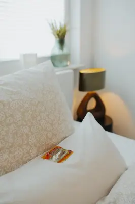 Ein Bett oder Betten in einem Zimmer der Unterkunft 40qm Wohlfühl-Apartment im Grünen mit Sorglospaket