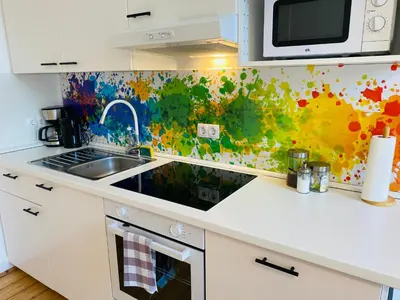 Küche/Küchenzeile in der Unterkunft Design Apartment ARTstudio 5 nahe City l Messe l IGA 27