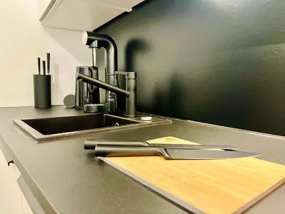 Küche/Küchenzeile in der Unterkunft Bunker Zentral Messe Business