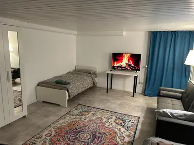 Ein Bett oder Betten in einem Zimmer der Unterkunft Souterrain Wohnung in der Nähe vom Düsseldorfer Flughafen