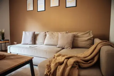 Ein Sitzbereich in der Unterkunft Central-Living brown - Wifi - Netflix - 5 Pers