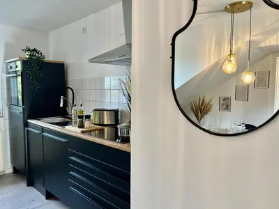 Küche/Küchenzeile in der Unterkunft Design Apartment, Küche, Smart-TV, WLAN
