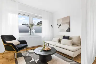 Ein Sitzbereich in der Unterkunft Gemütliches Apartment/ Ruhrpark