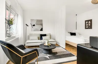 Ein Sitzbereich in der Unterkunft Gemütliches Apartment/ Ruhrpark