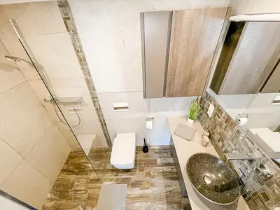 Ein Badezimmer in der Unterkunft Ferienwohnung Fiete mit eigenem Eingang