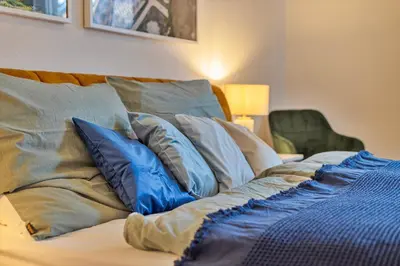 Ein Bett oder Betten in einem Zimmer der Unterkunft Villa trifft Zeche by Cordis Sky für bis zu 7 Personen 5 Minuten zur Messe Essen und zum Hauptbahnhof Essen