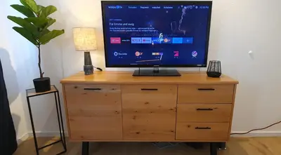 TV/Unterhaltungsangebot in der Unterkunft City Chalet - 73m2-Boxspringbett-neu renoviert-Küche-sehr ruhig