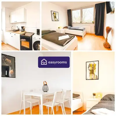 Monteurwohnung mit Balkon und Wohnzimmer