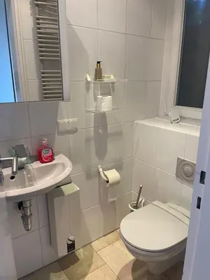 Ein Badezimmer in der Unterkunft Haus mit Wintergarten und Kamin