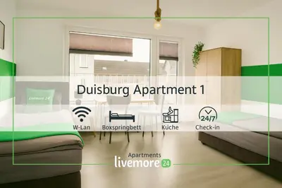 Grundriss der Unterkunft Livemore24 - Apartment 1 in Duisburg WLAN - Smart-TV - 24-7 Check-in und Küche