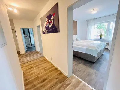 Ein Bett oder Betten in einem Zimmer der Unterkunft Fewo Stever-Aue