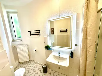 Ein Badezimmer in der Unterkunft Scandinavian Relax, Netflix, central, keyless