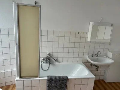 Ein Badezimmer in der Unterkunft Monteurwohnung Haus Elbert 4