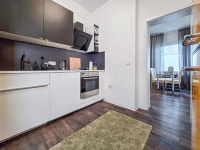 Küche/Küchenzeile in der Unterkunft Alpha Apartments