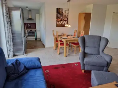 Ein Sitzbereich in der Unterkunft DortBlick Appartement