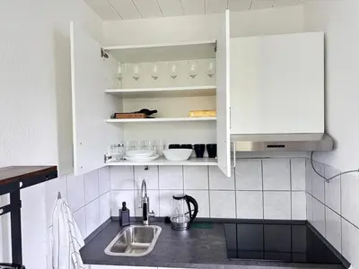 Küche/Küchenzeile in der Unterkunft Schönes Studioapartment Uni Nähe, WLAN, 4 Gäste