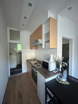 Küche/Küchenzeile in der Unterkunft Gemütliche Ferienwohnung - voll ausgestattet, zentral aber ruhig !