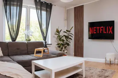 Ein Sitzbereich in der Unterkunft sunny & cozy - Netflix - WIFI - City - 4 Person