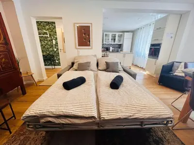 Ein Bett oder Betten in einem Zimmer der Unterkunft Schöne EG-Wohnung Heiligenhaus