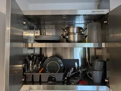 Küche/Küchenzeile in der Unterkunft Modernes Studio-Apartment mitten im Ruhrgebiet