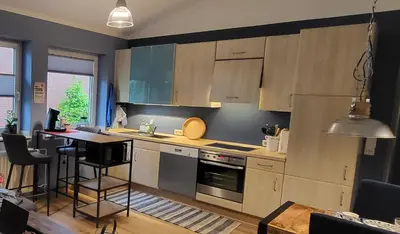 Küche/Küchenzeile in der Unterkunft Ferienwohnung am Rathenauplatz