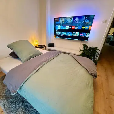Ein Bett oder Betten in einem Zimmer der Unterkunft Seibel's SUITES - Luxus 2 Room Flat in best Rüttenscheid
