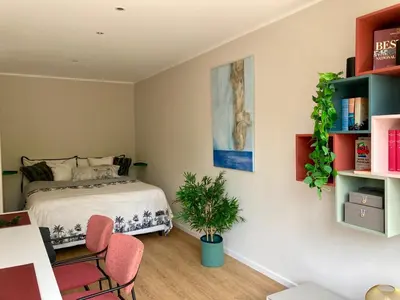 Ein Bett oder Betten in einem Zimmer der Unterkunft Wunderschöne Ferienwohnung in innovativem Zero-Emissionen Haus