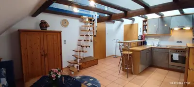 Küche/Küchenzeile in der Unterkunft DIE HOTELALTERNATIVE DELUXE APP erste Etage mit 2 Schlafzimmer Haus 63