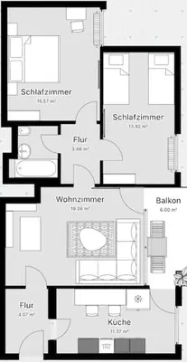 Grundriss der Unterkunft SuperSuite Boho 2Bdr Apartment Balkon Aufzug