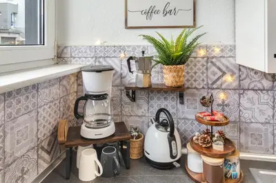 Küche/Küchenzeile in der Unterkunft NEU Ruhige und gemütliche Wohnung mit Balkon