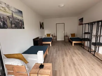 Ein Sitzbereich in der Unterkunft Aparthotel 9 min to Dus Airport & 17 min to DUS Messe