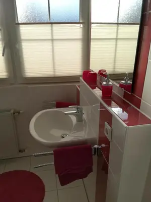Ein Badezimmer in der Unterkunft Gaestehaus Jagsttalblick
