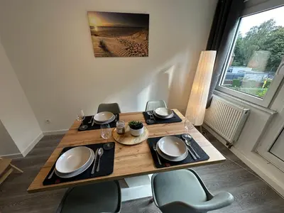 Ein Sitzbereich in der Unterkunft 21-schickes, modernes Apartment am Volkspark in Herten-herzlich Willkommen!