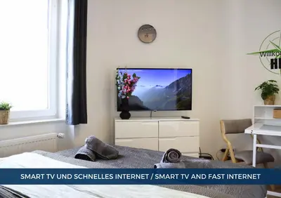 TV/Unterhaltungsangebot in der Unterkunft RtR Apartment Herne - Für bis zu 2 Personen - Voll ausgestattet - Zentrum - Smart TV - WIFI - Modern