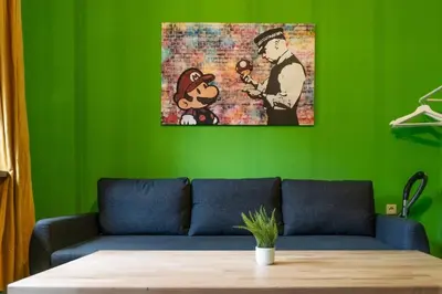 Ein Sitzbereich in der Unterkunft Stylish apartment with terrace for up to 6 people